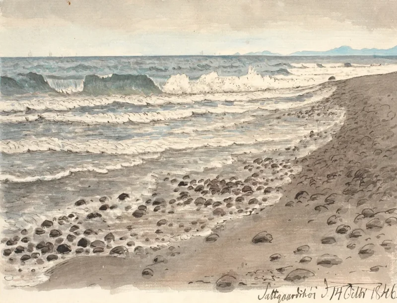 Peter Christian Thamsen Skovgaard – Strand mit Blick über das Kattegat in Richtung Kullen 1845 | Indrammet giclée-kunsttryk