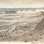 Peter Christian Thamsen Skovgaard – Strand mit Blick über das Kattegat in Richtung Kullen 1845 | Indrammet giclée-kunsttryk