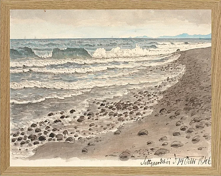 Peter Christian Thamsen Skovgaard – Strand mit Blick über das Kattegat in Richtung Kullen 1845 | Indrammet giclée-kunsttryk