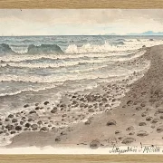 Peter Christian Thamsen Skovgaard – Strand mit Blick über das Kattegat in Richtung Kullen 1845 | Indrammet giclée-kunsttryk