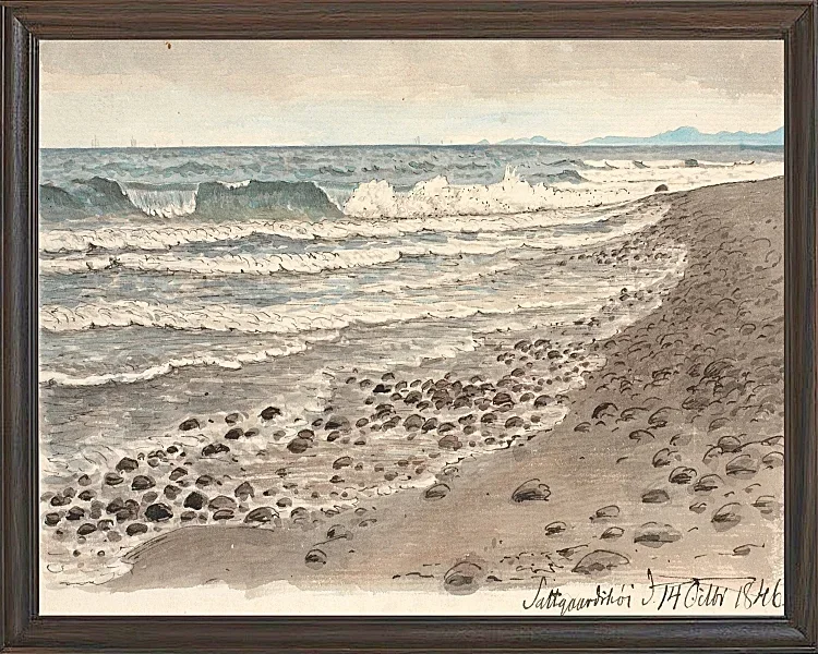 Peter Christian Thamsen Skovgaard – Strand mit Blick über das Kattegat in Richtung Kullen 1845 | Indrammet giclée-kunsttryk