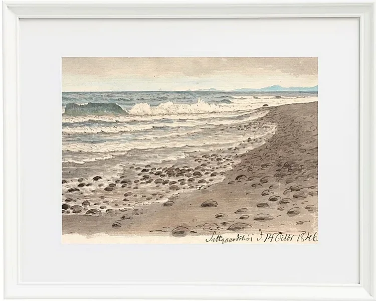 Peter Christian Thamsen Skovgaard – Strand mit Blick über das Kattegat in Richtung Kullen 1845 | Indrammet giclée-kunsttryk