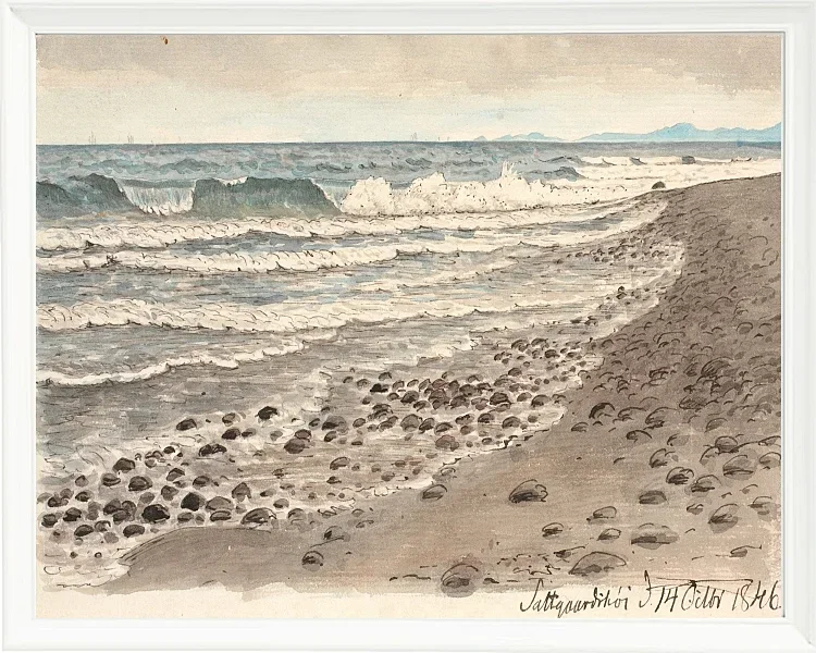 Peter Christian Thamsen Skovgaard – Strand mit Blick über das Kattegat in Richtung Kullen 1845 | Indrammet giclée-kunsttryk