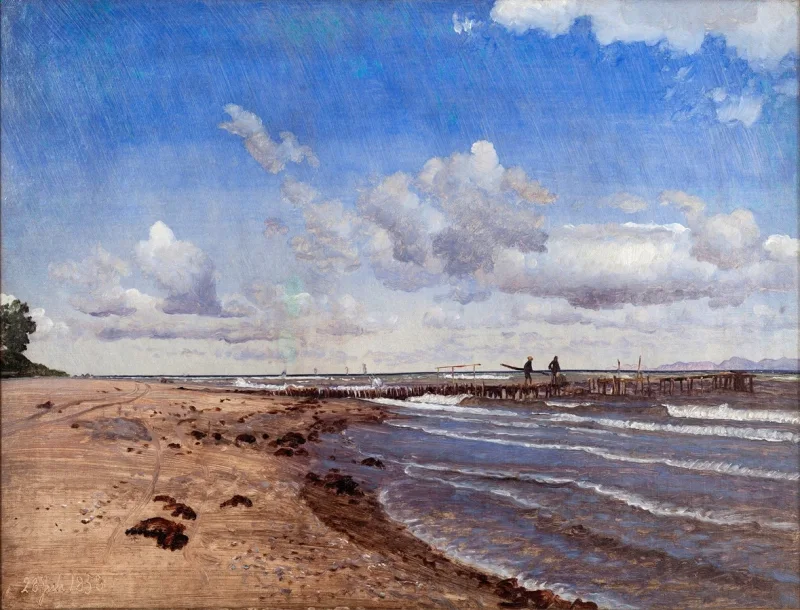 Peter Christian Thamsen Skovgaard – Strand von Hellebæk 1858 | Indrammet giclée-kunsttryk