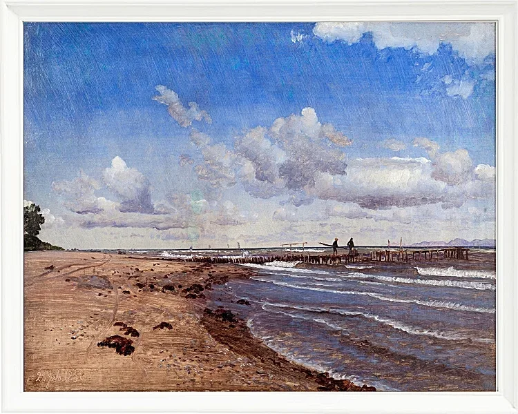 Peter Christian Thamsen Skovgaard – Strand von Hellebæk 1858 | Indrammet giclée-kunsttryk