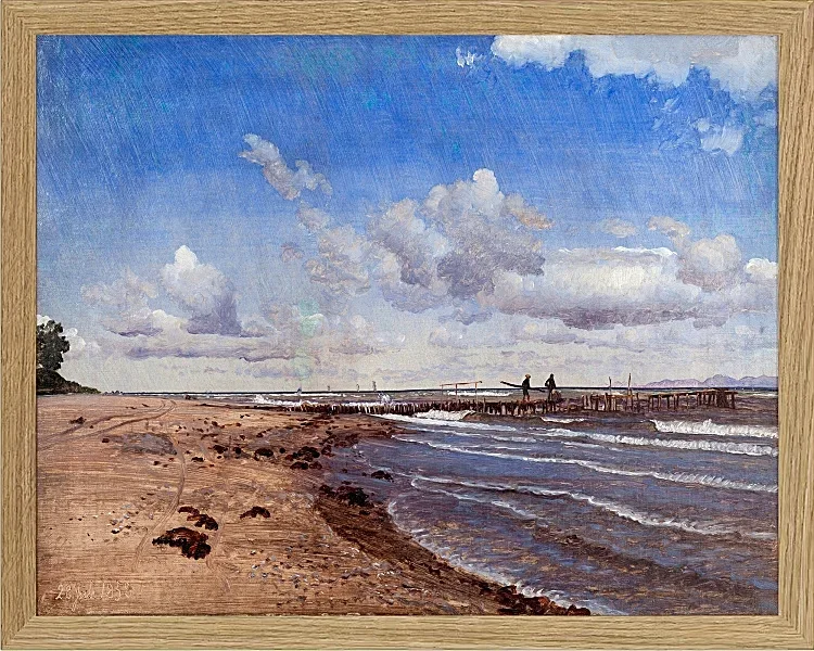 Peter Christian Thamsen Skovgaard – Strand von Hellebæk 1858 | Indrammet giclée-kunsttryk