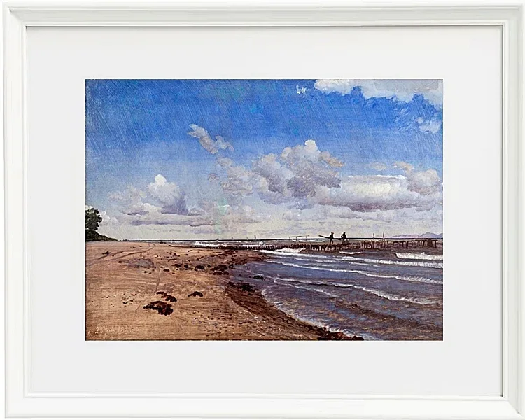 Peter Christian Thamsen Skovgaard – Strand von Hellebæk 1858 | Indrammet giclée-kunsttryk
