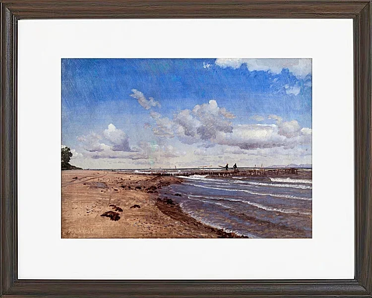 Peter Christian Thamsen Skovgaard – Strand von Hellebæk 1858 | Indrammet giclée-kunsttryk