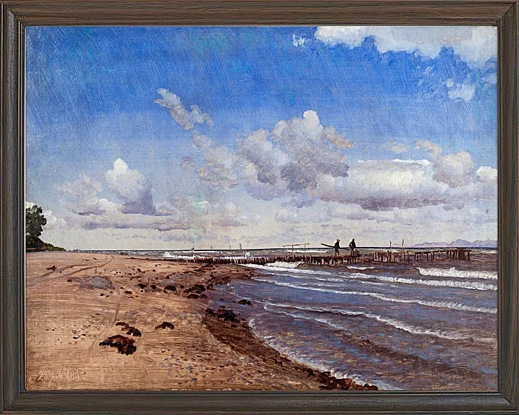 Peter Christian Thamsen Skovgaard – Strand von Hellebæk 1858 | Indrammet giclée-kunsttryk