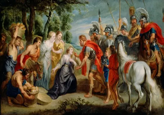 Peter Paul Rubens | David trifft Abigail – 1630 | Giclée Kunstdruck gerahmt