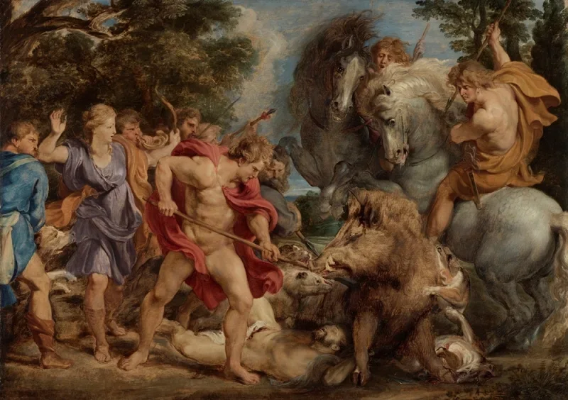 Peter Paul Rubens | Die kalydonische Eberjagd – 1620 | Giclée Kunstdruck gerahmt