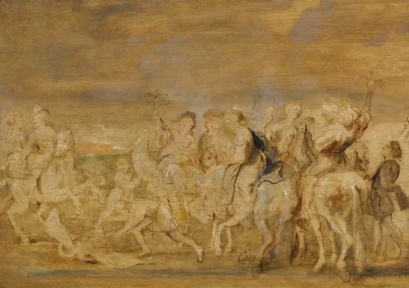 Peter Paul Rubens | Eine Hawking-Party – 1615 | Giclée Kunstdruck gerahmt