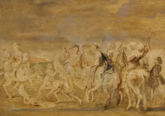 Peter Paul Rubens | Eine Hawking-Party – 1615 | Giclée Kunstdruck gerahmt