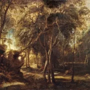 Peter Paul Rubens | En skov ved daggry med hjortejagt - 1635 | Indrammet kunsttryk | Barok | formida