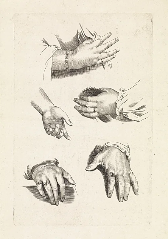 Peter Paul Rubens | Studier af hænder - 1657 | Indrammet kunsttryk | Barok | formida