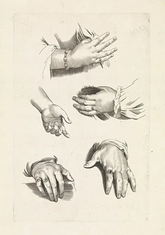 Peter Paul Rubens | Studier af hænder - 1657 | Indrammet kunsttryk | Barok | formida