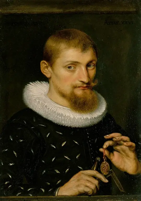 Peter Paul Rubens | Portræt af en mand, muligvis en arkitekt eller geograf - 1597 | Indrammet kunsttryk | Barok | formida