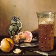 Pieter Claesz | Stilleben med en skinke - 1630 | Indrammet kunsttryk | Barok | formida