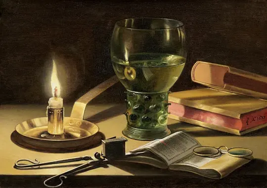 Pieter Claesz | Stilleben med tændt lys - 1627 | Indrammet kunsttryk | Barok | formida