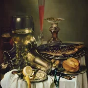 Pieter Claesz | Morgenmadsstilleben med fisk - 1627 | Indrammet kunsttryk | Barok | formida
