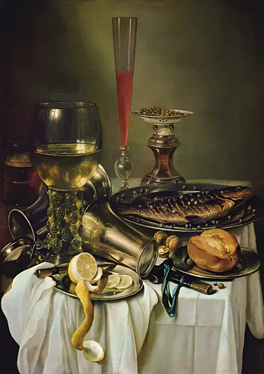 Pieter Claesz | Morgenmadsstilleben med fisk - 1627 | Indrammet kunsttryk | Barok | formida