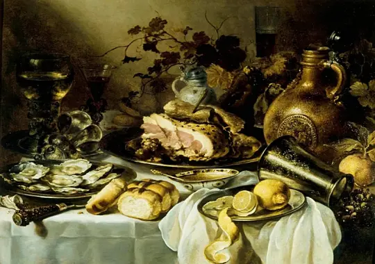 Pieter Claesz | Stilleben med skinke - 1649 | Indrammet kunsttryk | Barok | formida