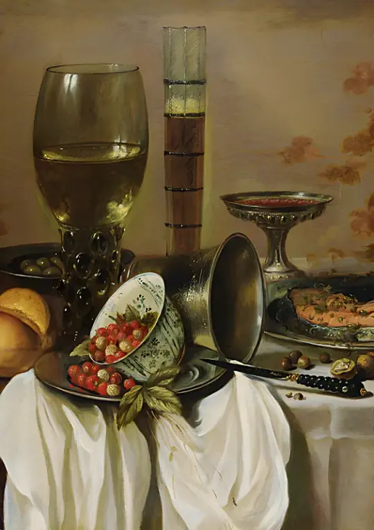 Pieter Claesz | Stilleben med drikkekar - 1649 | Indrammet kunsttryk | Barok | formida