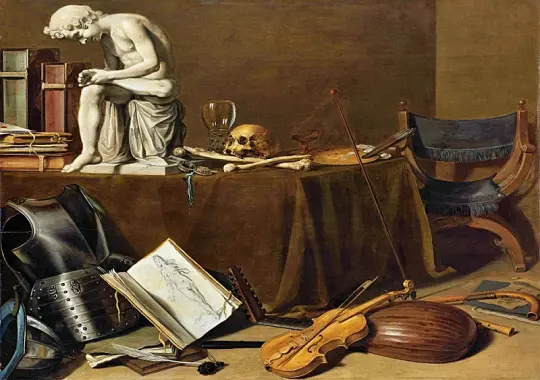 Pieter Claesz | Vanitas stilleben med Spinario - 1628 | Indrammet kunsttryk | Barok | formida