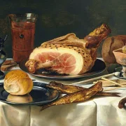 Pieter Claesz | Stillleben mit Schinken - 1625 | Gerahmter Kunstdruck | Barock | formida