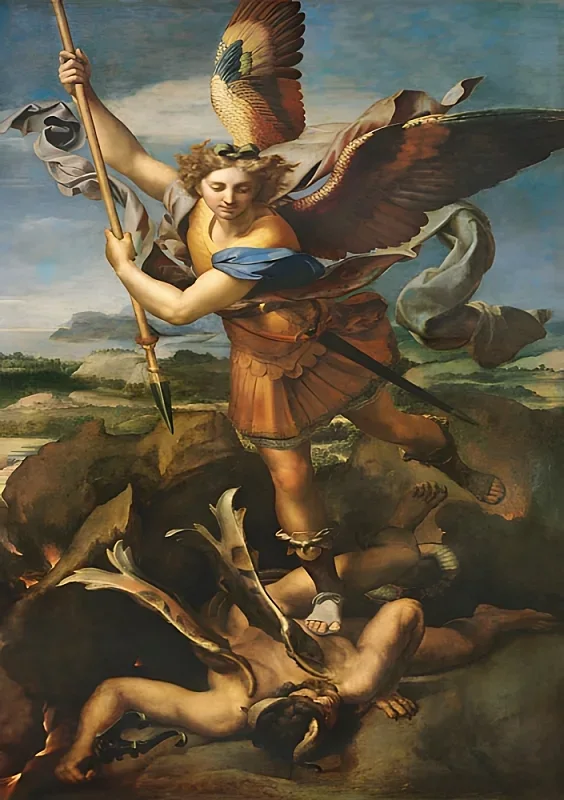 Raffael | Der heilige Michael tötet den Dämon - 1518 | Gerahmter Kunstdruck | Renaissance | formida