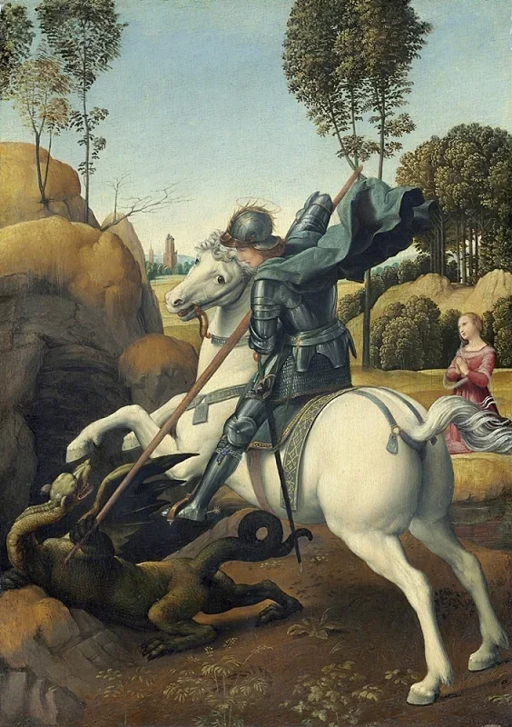 Raffael | Sankt Georg og dragen - 1506 | Indrammet kunsttryk | Renæssance | formida