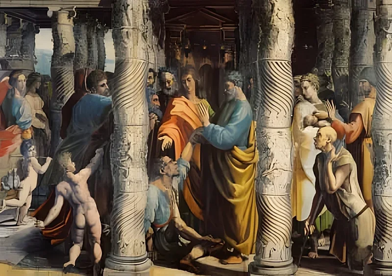 Raffael | Helbredelsen af den lamme mand - 1515 | Indrammet kunsttryk | Renæssance | formida