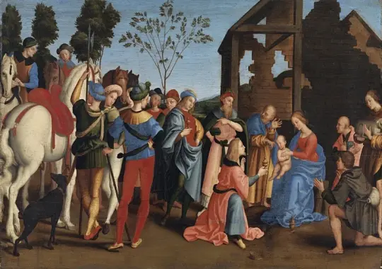 Raffael | Kongernes tilbedelse - 1519 | Indrammet kunsttryk | Renæssance | formida