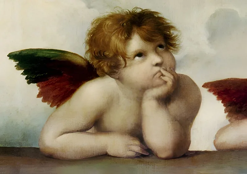 Raffael | Engle, detalje fra den sixtinske Madonna - 1512 | Indrammet kunsttryk | Renæssance | formida