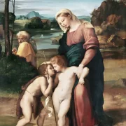 Raffael | Die Heilige Familie mit dem heiligen Johannes - 1514 | Giclée Kunstdruck gerahmt