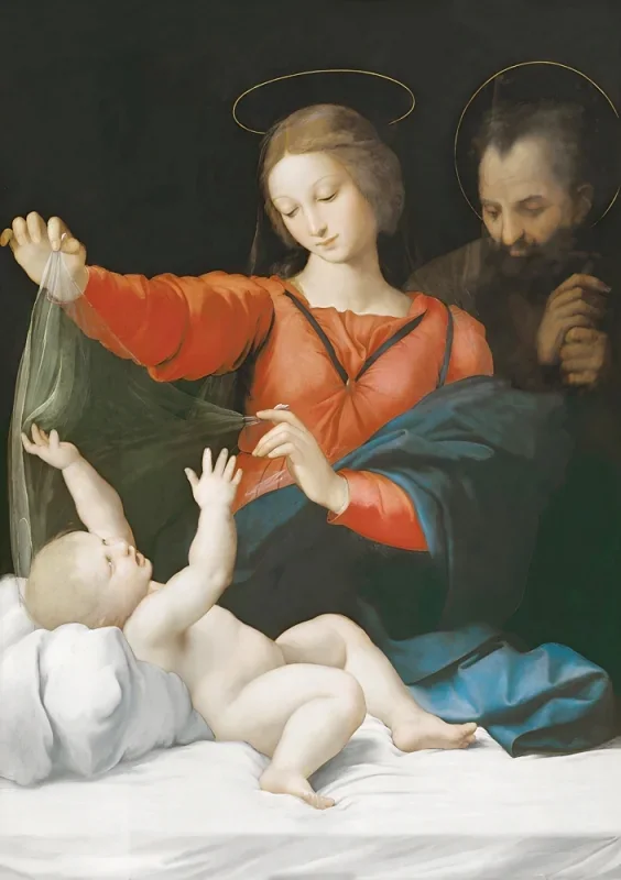 Raffael | Die Heilige Familie, Madonna mit dem Schleier - 1511 | Giclée Kunstdruck gerahmt