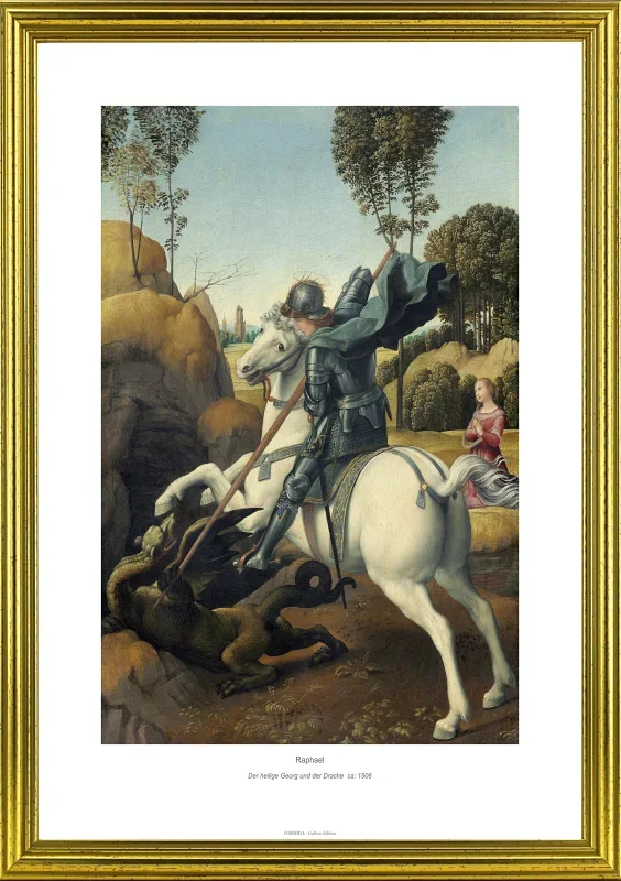 Raffael | Sankt Georg og dragen - 1506 | Gallery Edition | Indrammet kunsttryk | Renæssance