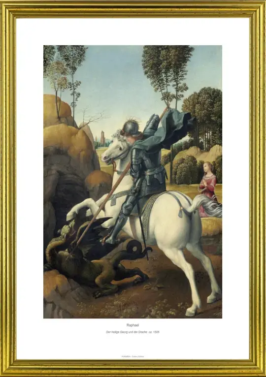Raffael | Sankt Georg og dragen - 1506 | Gallery Edition | Indrammet kunsttryk | Renæssance