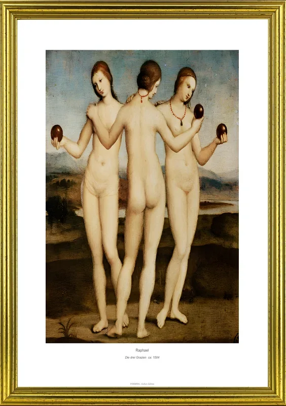 Raffael | De Tre Gracer – 1504 | Gallery Edition | Indrammet kunsttryk | Renæssance