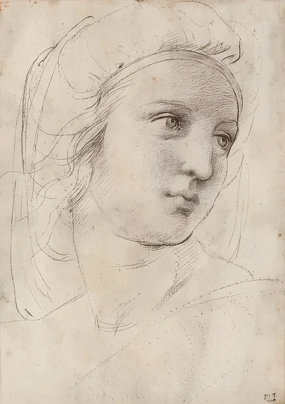Raffael | Kopf einer Muse - 1514 | Giclée Kunstdruck gerahmt