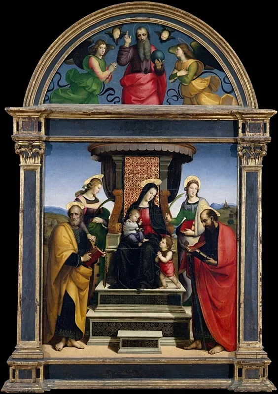 Raffael | Thronende Madonna mit Kind und Heiligen - 1504 | Gerahmter Kunstdruck | Renaissance | formida
