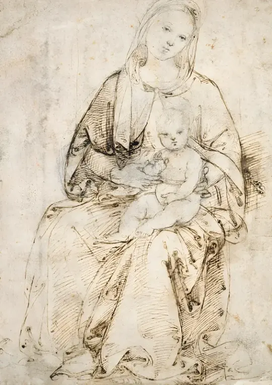 Raffael | Sitzende Madonna mit Kind - 1506 | Giclée Kunstdruck gerahmt