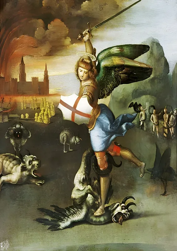 Raffael | Erzengel Michael - 1506 | Giclée Kunstdruck gerahmt