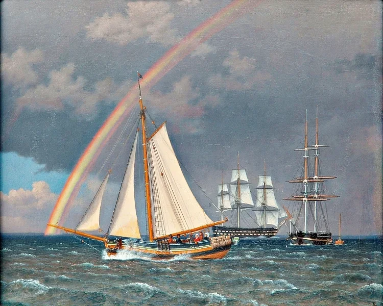 Regenbogen auf See und eine Kreuzungsjagd mit anderen Schiffen – 1836