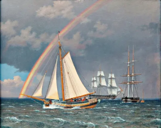 Regenbogen auf See und eine Kreuzungsjagd mit anderen Schiffen – 1836