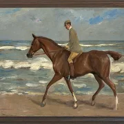 Reiter am Strand nach links - 1900