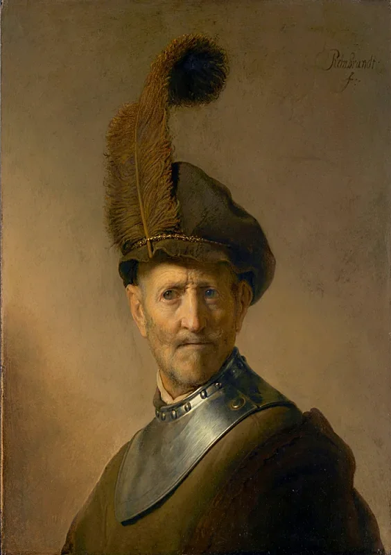 Rembrandt van Rijn | En gammel mand i militærdragt - 1630 | Indrammet kunsttryk | Barok | formida
