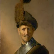Rembrandt van Rijn | En gammel mand i militærdragt - 1630 | Indrammet kunsttryk | Barok | formida