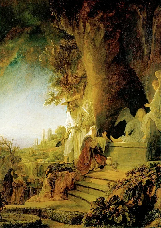 Rembrandt van Rijn | Kristus og Sankt Maria Magdalen ved graven - 1638 | Indrammet kunsttryk | Barok | formida