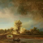 Rembrandt van Rijn | Landskab med en stenbro - 1638 | Indrammet kunsttryk | Barok | formida